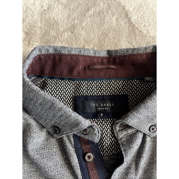 Ted Baker Trever Polo shirt XL Ted Size 5  Flip Cuff Slim Fit Long Sleeve Oxford - Picture 6 of 14